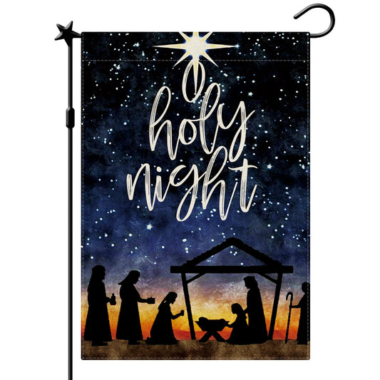 CMEGKE O Holy Night Christmas Garden Flags Religious Xmas Garden Flag, Jesus Nativity Flag Winter Garden Flags for Outside Double Sided Winter Flag Home Yard Farm Christmas Decor Outdoor 12.5 x 18 In