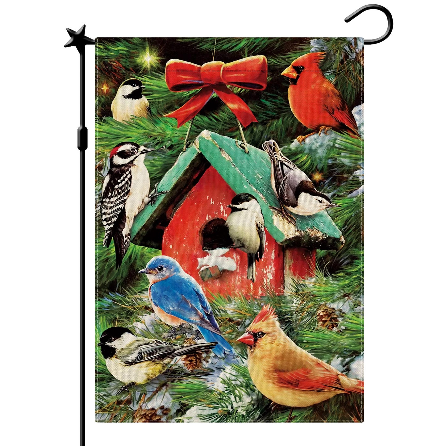 CMEGKE Winter Bird Garden Flag, Red Bird Cardinal Flag Winter Garden Flags for Outside Double Sided Winter Yard Flag Holiday Flag Home Yard Farm Christmas Decor Outdoor 12.5 x 18 In