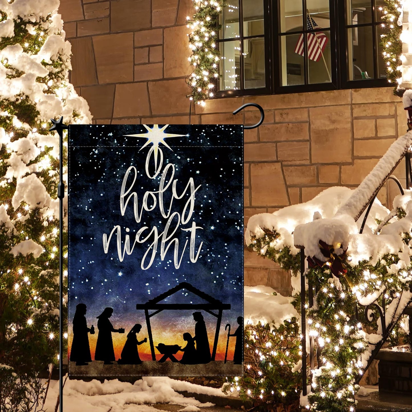 CMEGKE O Holy Night Christmas Garden Flags Religious Xmas Garden Flag, Jesus Nativity Flag Winter Garden Flags for Outside Double Sided Winter Flag Home Yard Farm Christmas Decor Outdoor 12.5 x 18 In