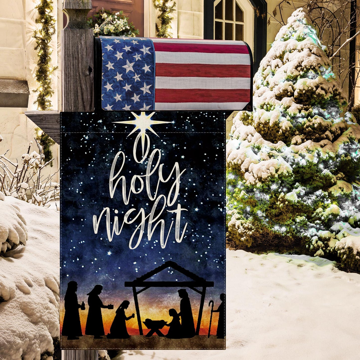 CMEGKE O Holy Night Christmas Garden Flags Religious Xmas Garden Flag, Jesus Nativity Flag Winter Garden Flags for Outside Double Sided Winter Flag Home Yard Farm Christmas Decor Outdoor 12.5 x 18 In