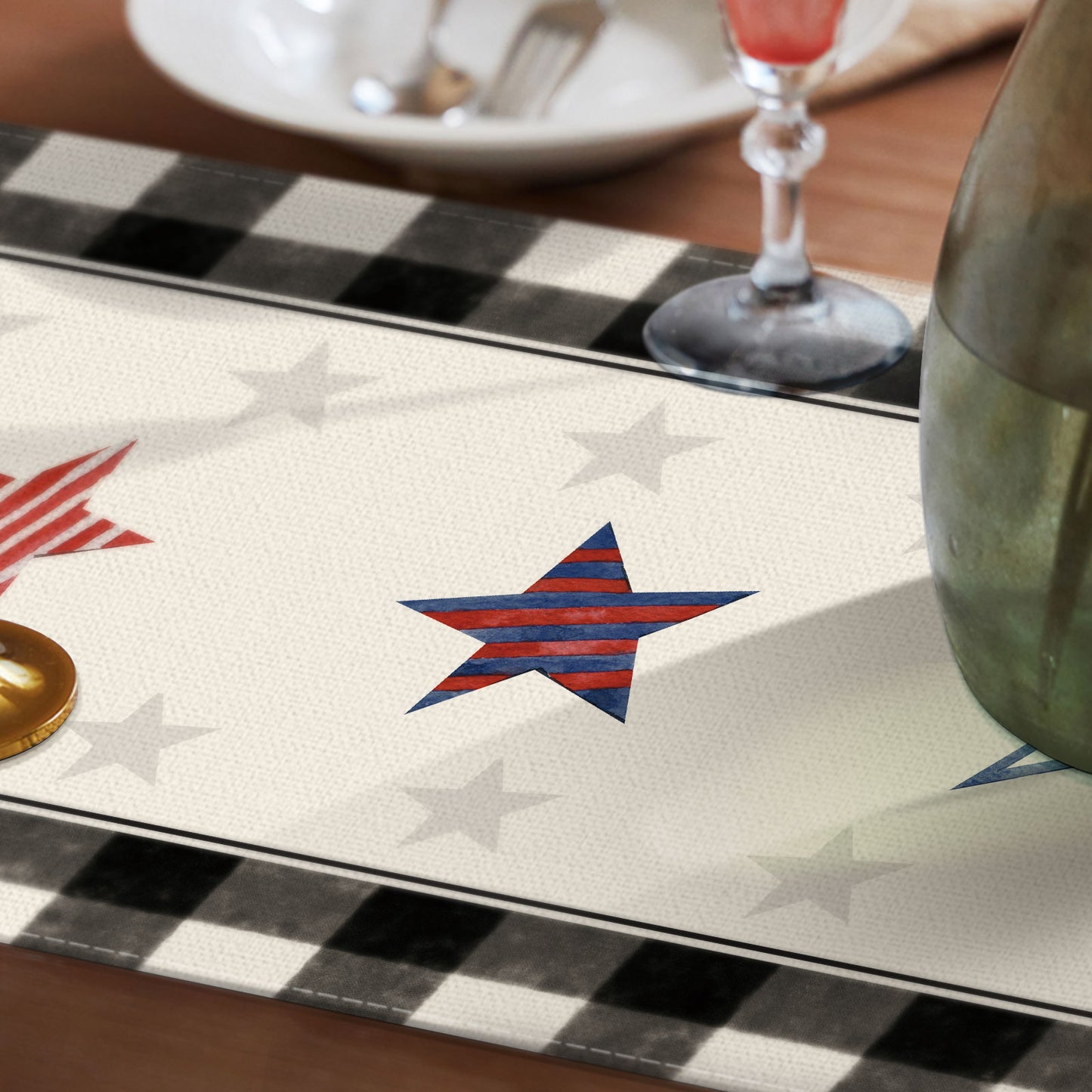 CMEGKE 4th of July Table Runner, Patriotic Table Runner, Independence Day Table Runner, 4th of July Decorations for Independence Day Memorial Day Veterans Day Home Party Table Decoration 13x72 in…