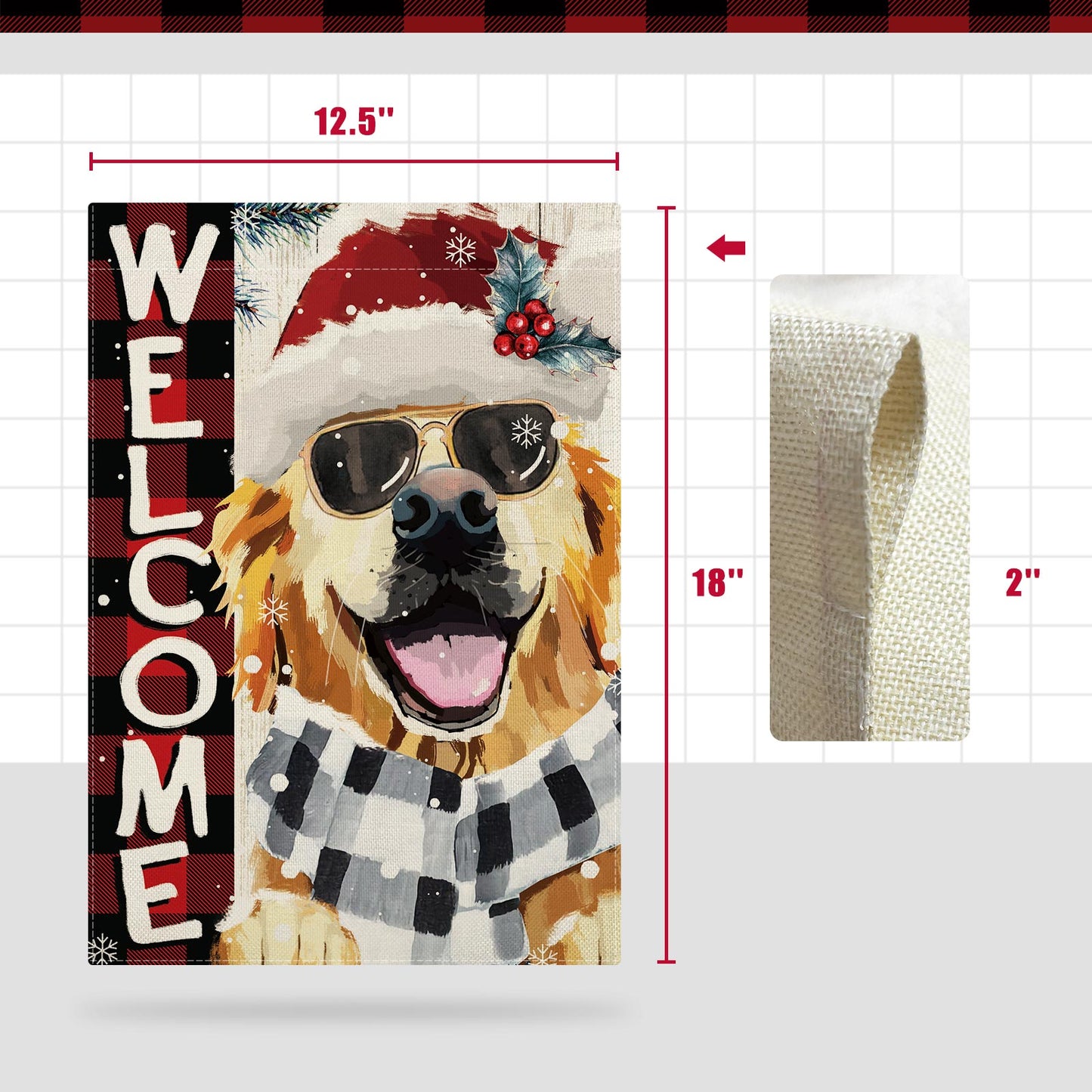 CMEGKE Christmas Golden Retriever Garden Flag Dog Garden Flag, Christmas Garden Flags for Outside Double Sided Winter Yard Flag Xmas Holiday Flag Home Yard Farm Christmas Decor Outdoor 12.5 x 18 In