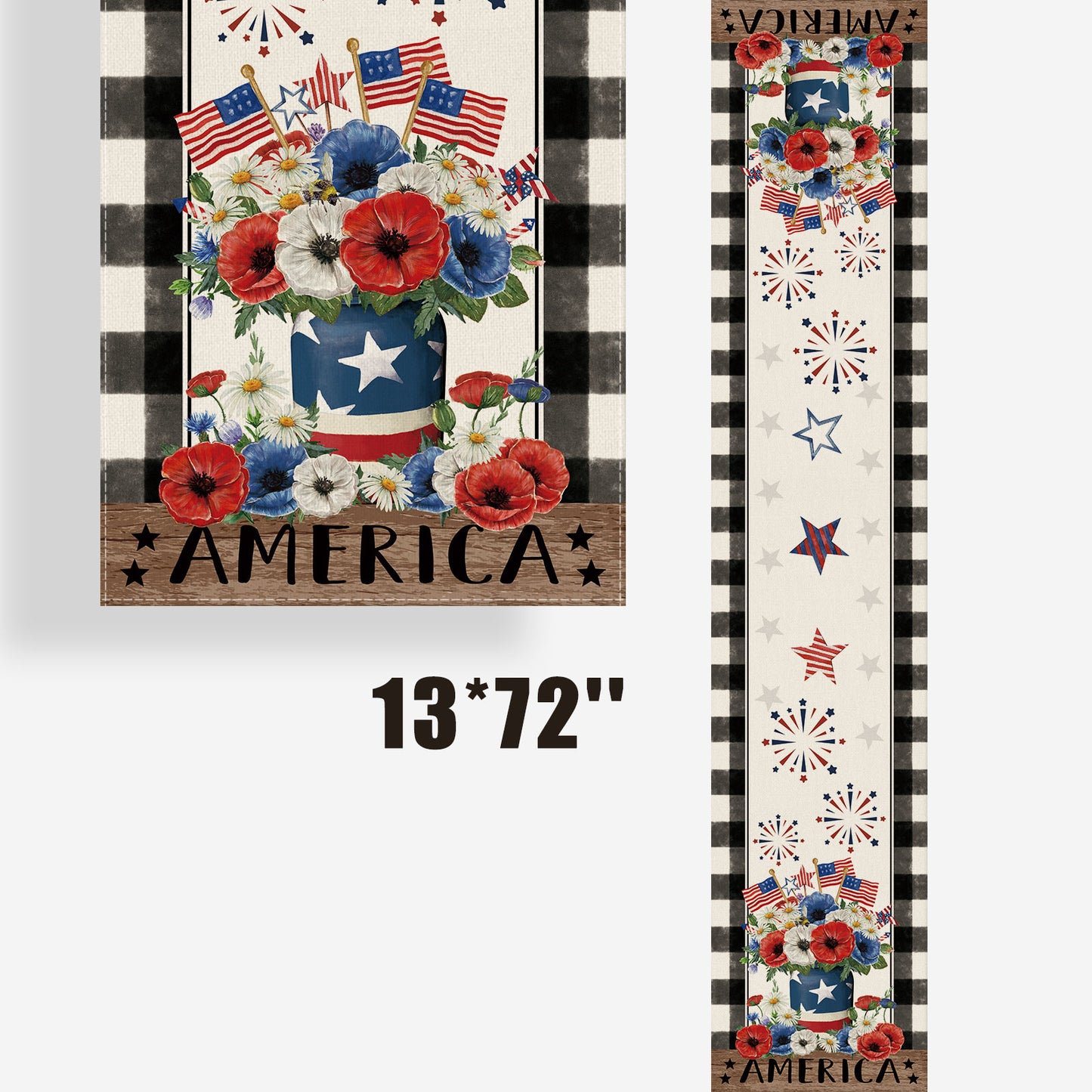 CMEGKE 4th of July Table Runner, Patriotic Table Runner, Independence Day Table Runner, 4th of July Decorations for Independence Day Memorial Day Veterans Day Home Party Table Decoration 13x72 in…